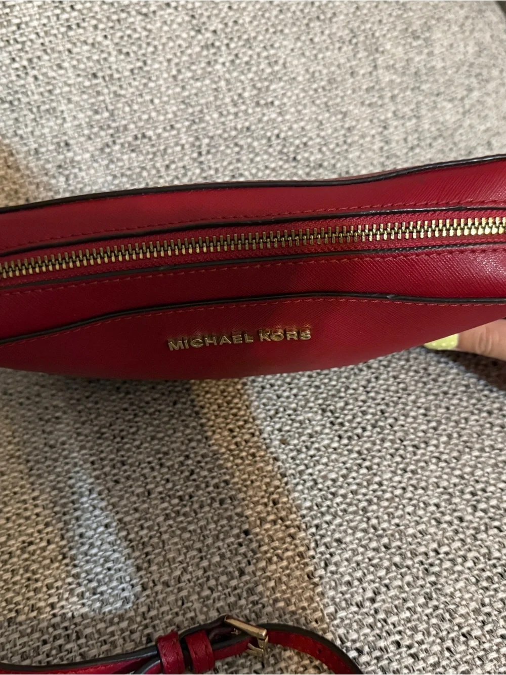 Michael Kors Red Leather Crossbody with Gold Hardware